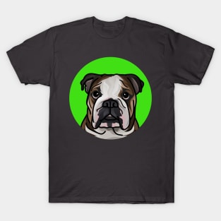 Green Pop Art Cartoon English Bulldog Puppy T-Shirt